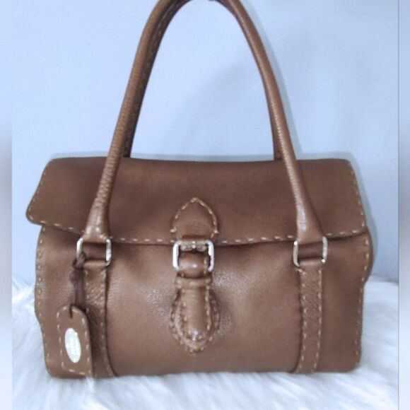 Fendi Selleria Linda bronze leather satchel EUC - Picture 3 of 14